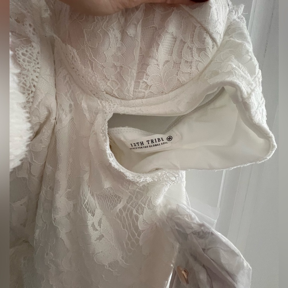 12th Tribe Princesa White Lace Drop Waist Maxi Dress - Picture 4 of 6